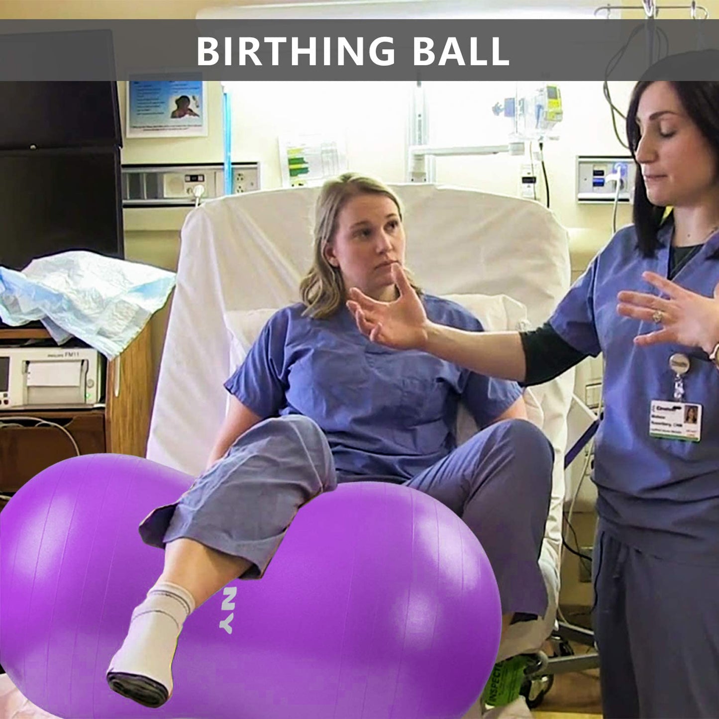 INPANY Peanut Ball - Anti Burst Exercise Ball for Labor Birthing, Physical Therapy for Kids, Core Strength, Home & Gym Fintness (Include Pump) Purple