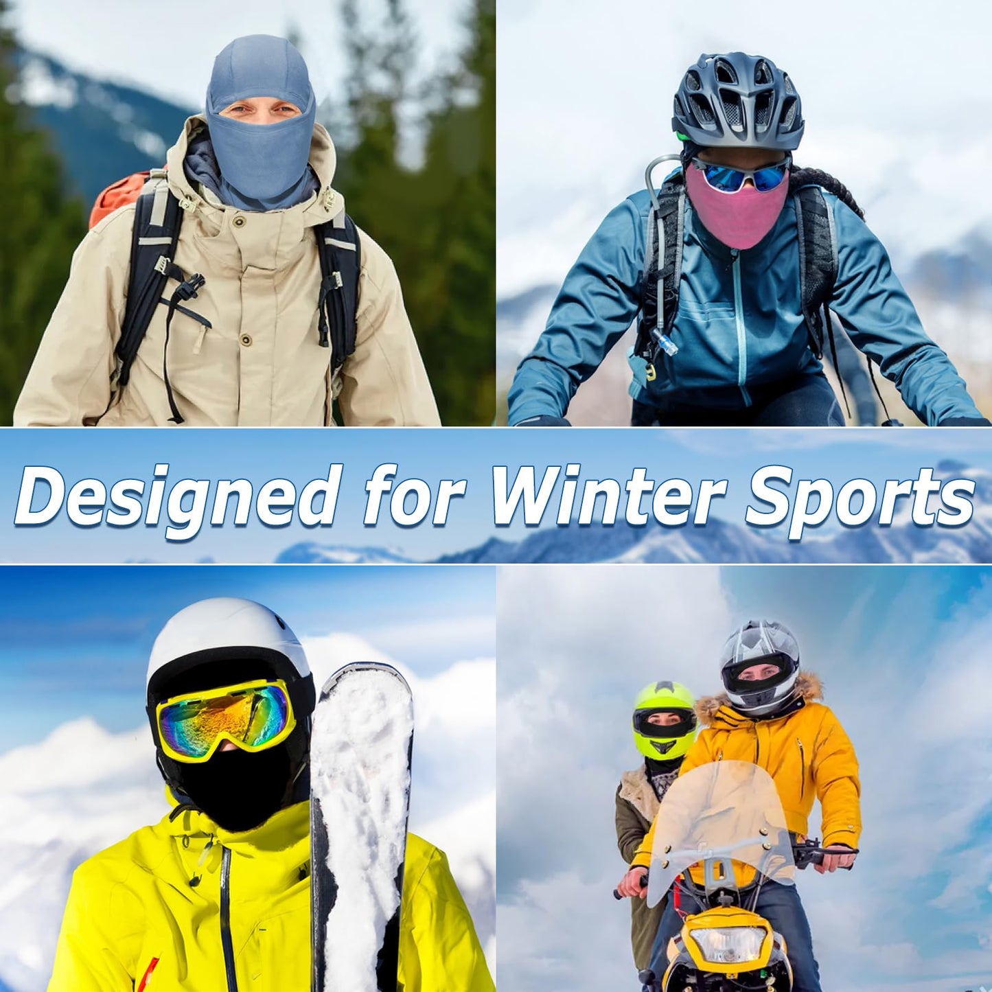 rooyvany 2 Pack Fleece Balaclava Ski Mask for Men&Women,Warm/Soft/Windproof/Lightweight Winter Face Mask for Skiing/Snowboarding/Cycling (Rosered/Pink)