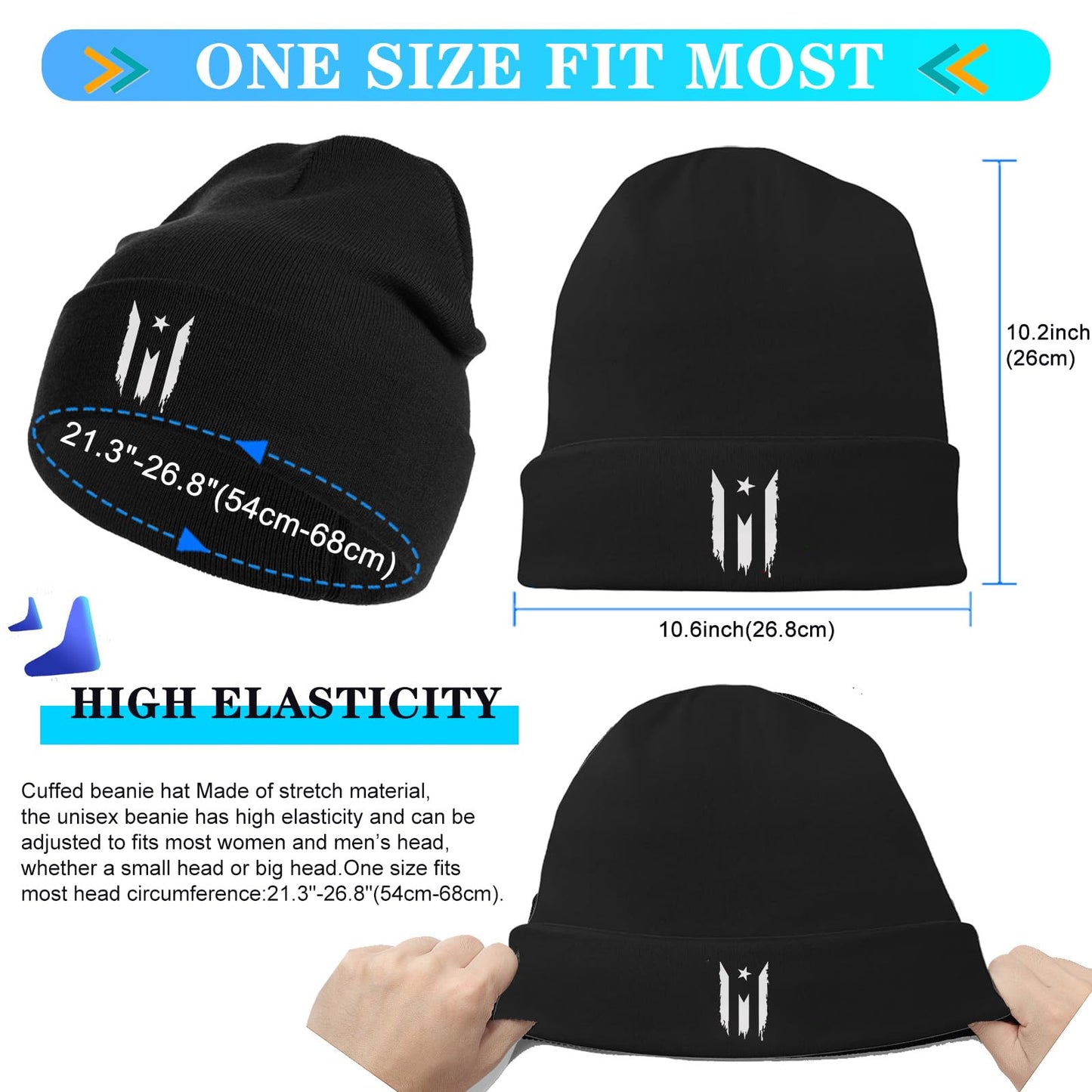 Black Beanie for Men Puerto Rico Flag Beanies Knitted Hat for Men Warm Winter Beanie Hats for Men Women Unisex Soft Cotton Cuffed Beanie Knit Hat Chemo Cap Headwear Stretchy Skull Hip Hop Cap Men Gift