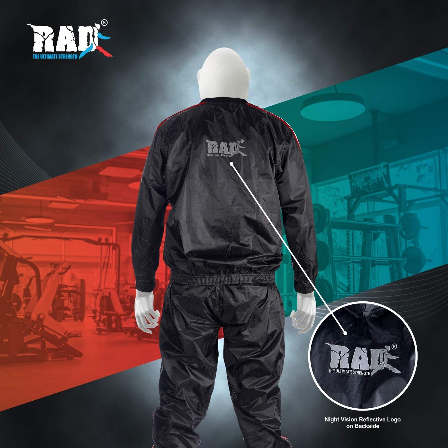 RAD Sauna Suit for men & women weight loss - Workout Sweat Suits - Fat Burning Suit - Boost Fat Burn (Red, Medium)