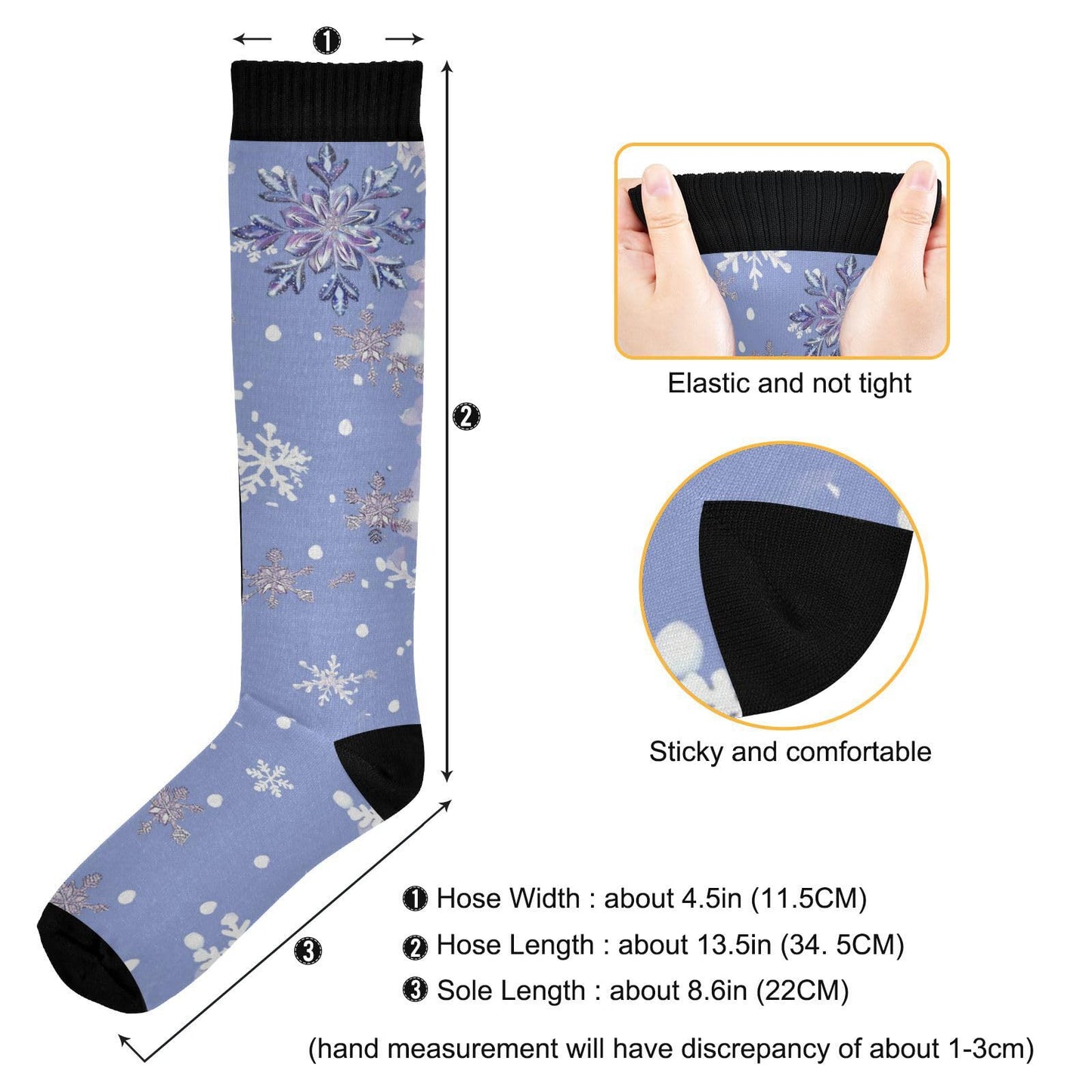 Purple Snowflake Compression Socks for Women and Men Circulation Winter Long Socks for Athletic Running 1