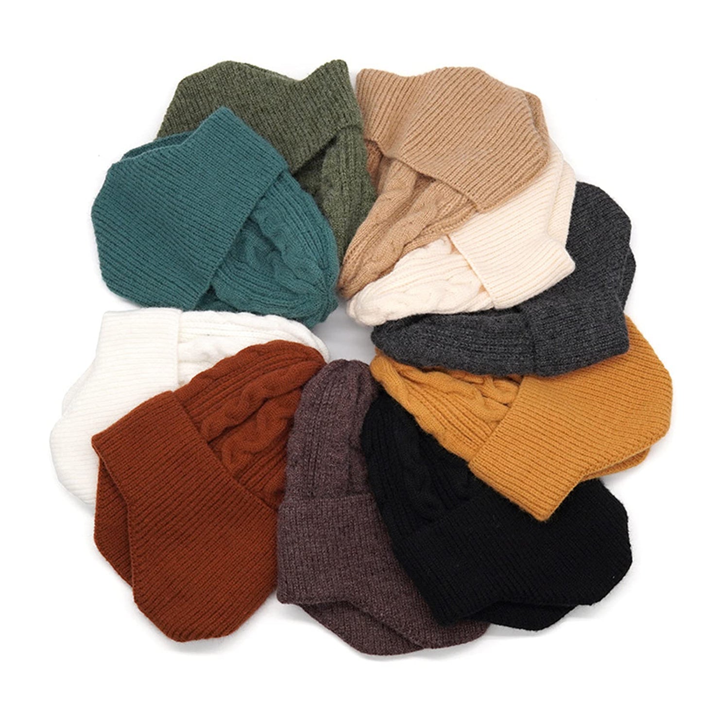 Muryobao Womens Winter Beanie Hat Slouchy Knit Hats Soft Warm Ski Skull Cap with Ear Flaps Pine Green