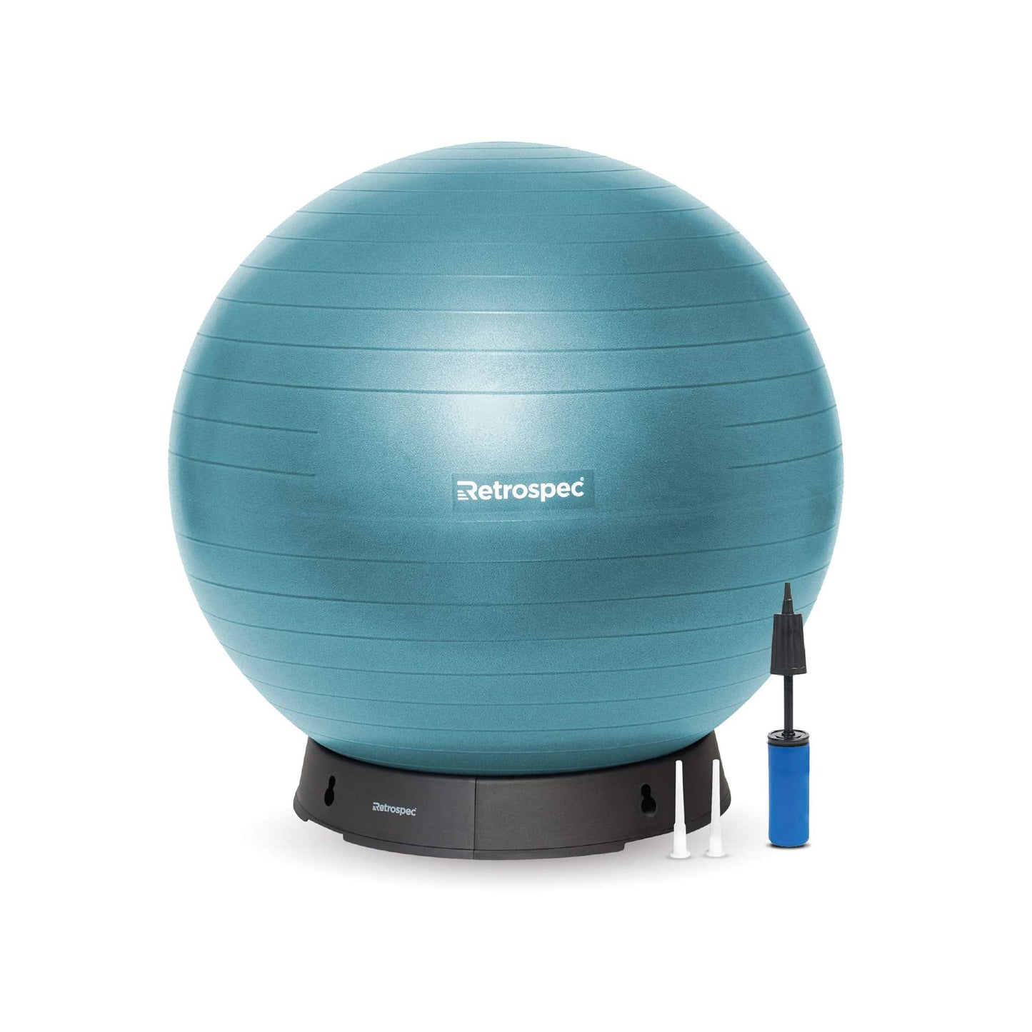 Retrospec Luna Exercise Ball, Base & Pump with Anti-Burst Material, Perfect for Balance, Stability, Yoga & Pilates
