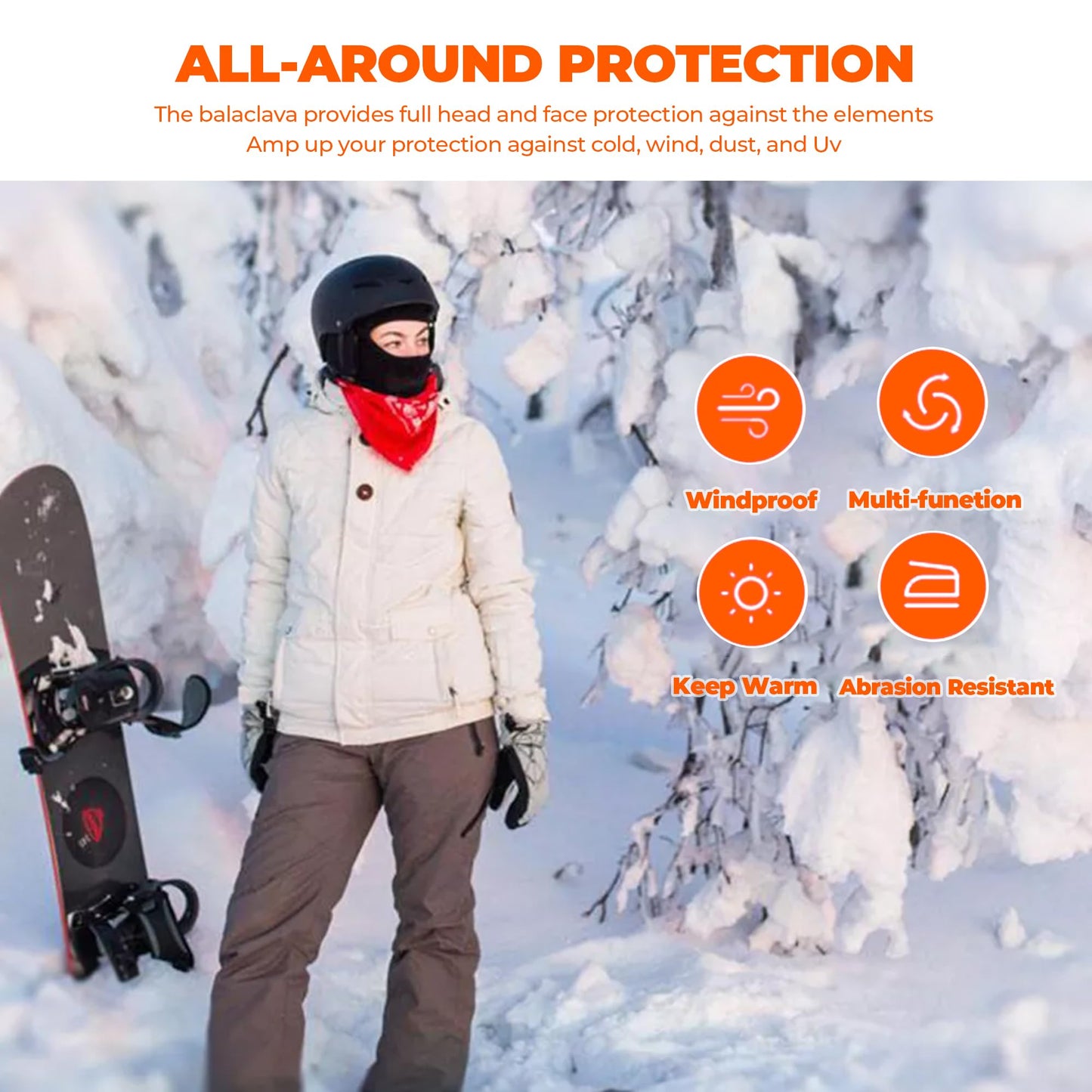 Black Ski Mask for Men Fleece Balaclava Women Winter Thermal Skin-Friendly Soft Face Cover for Outdoor Activities Work