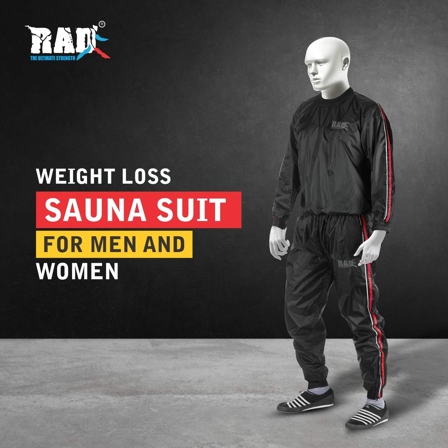 RAD Sauna Suit for men & women weight loss - Workout Sweat Suits - Fat Burning Suit - Boost Fat Burn (Red, Medium)