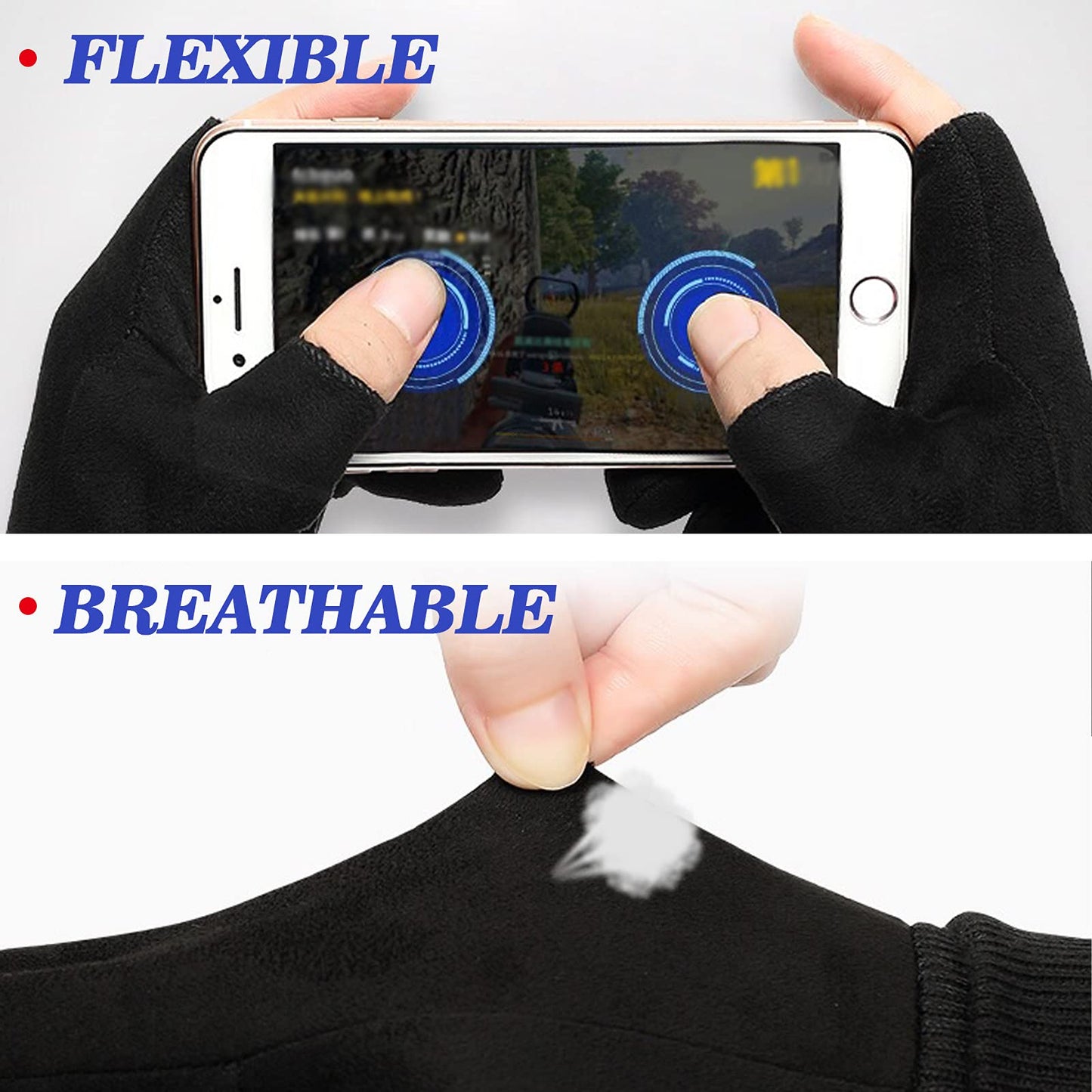 LSAMA Winter Cycling Gloves, 2-Fingerless Cycling Gloves Sport Running Bike Gloves, Mountain Biking Fishing Hunting Gloves, Driving Golf Gloves for Men Women