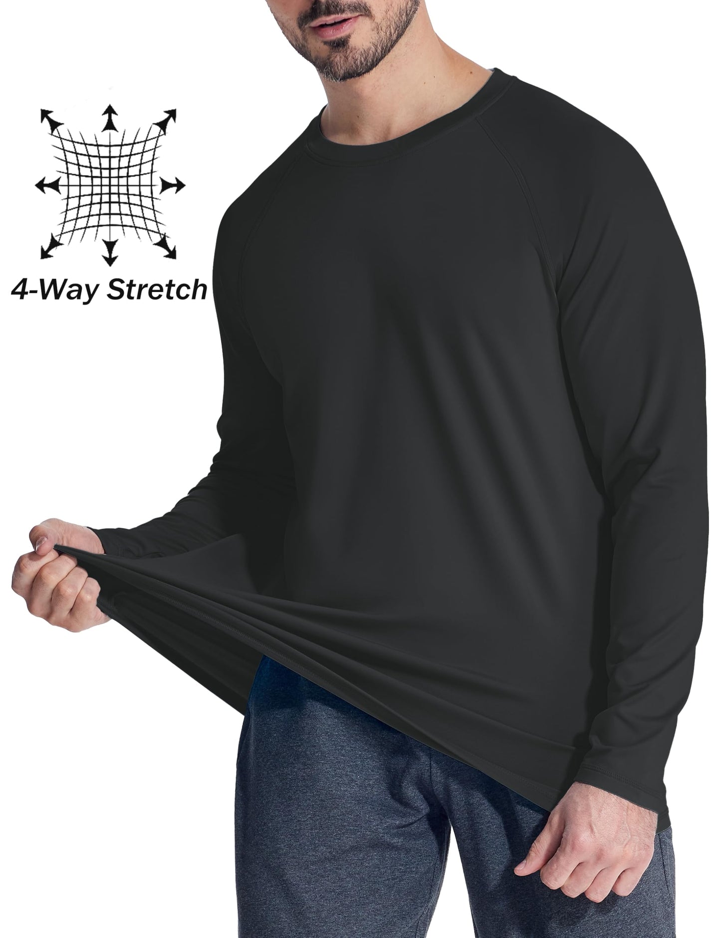 MAGCOMSEN Black Thermal Long Sleeve Men Fleece Winter Base Layer Undershirts Dry Fit Gym Shirts Black L