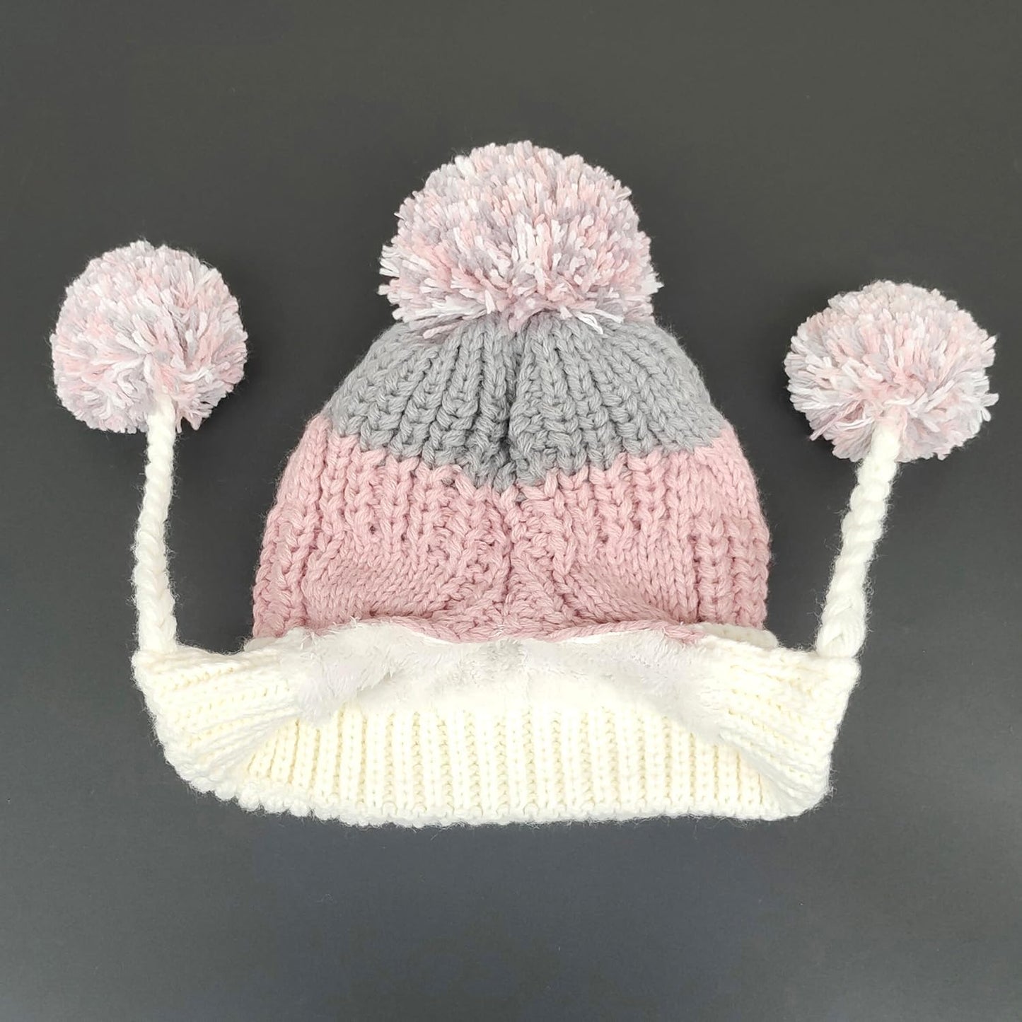 HUAMULAN Women Winter Sherpa Beanie Hats Knit Ear Flaps Peruvian Cover Ears Warm Fleece Lined Fluffy Ski Snow Hat 3 Pompom