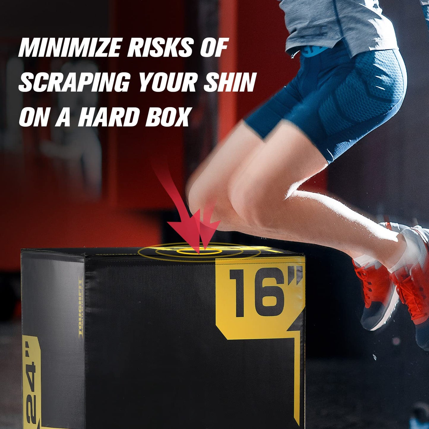 ToughFit Plyo Box - 3 in 1 Foam Plyometric Box - Jump Box for MMA, Crossfit - Adjustment Height Plyometric Jump Box for Home Gym - PVC Cover Platform & High-Density Workout Box (Large - 30"x24"x20")