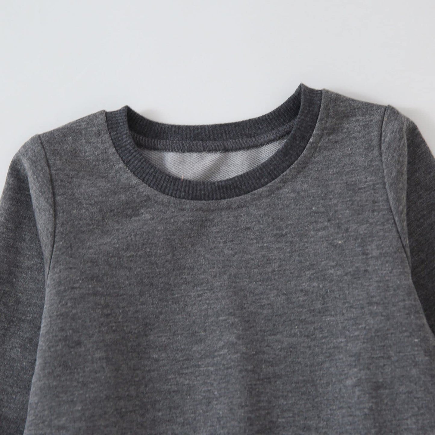 PATPAT Boys Long Sleeve Shirts Grey Sweatshirt Toddler Boys Clothes Baby Boy Winter Clothes Orange Shirt Boys Toddler Clothes For Boys Crewneck Sweatshirts Dark Grey 12-18 Months