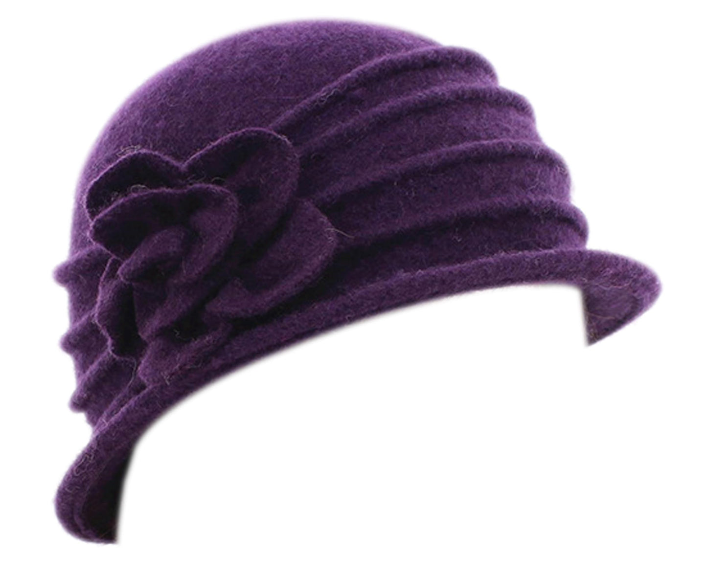 Round Cloche Hat for Women Vintage Wool 1920s Cloche Winter Hat Purple