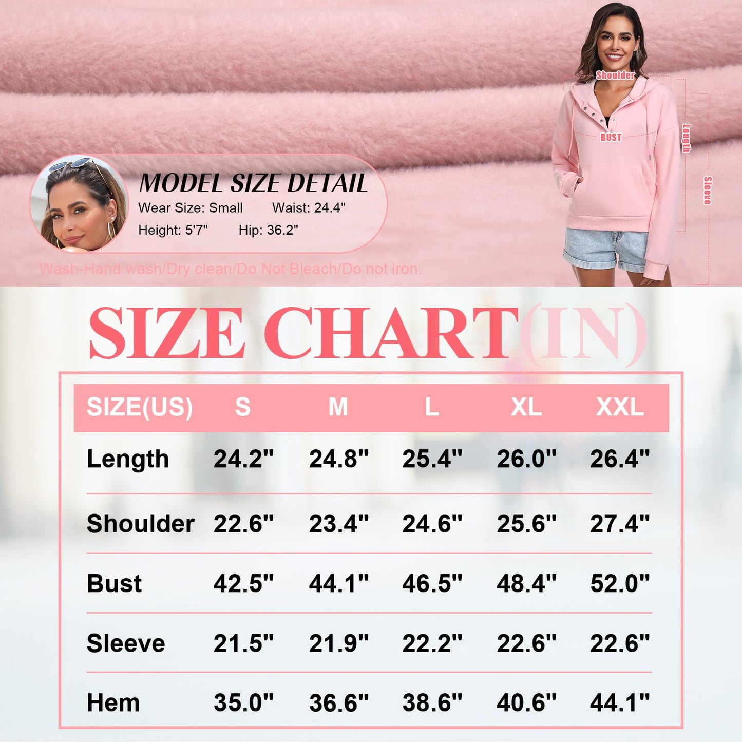 FKEEP Women Hoodies Casual Button Down Sweatshirt Drawstring Long Sleeve Pullover Fall Winter Clothes with Pockets Purple