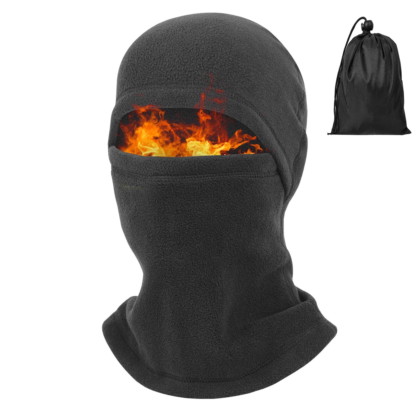 Black Ski Mask for Men Fleece Balaclava Women Winter Thermal Skin-Friendly Soft Face Cover for Outdoor Activities Work