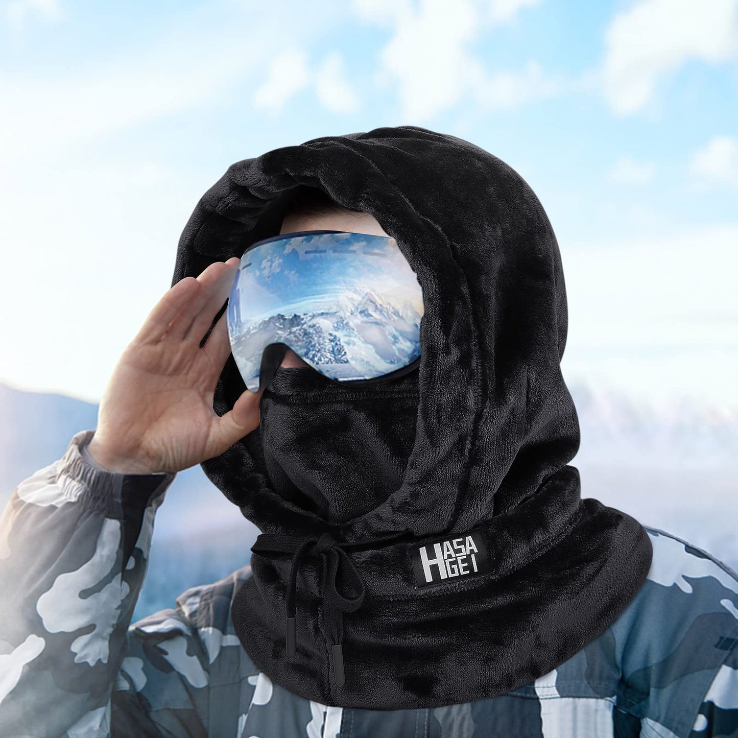 HASAGEI Ski Mask for Women Balaclava Women Men Windproof Thermal Hood Winter Neck Warmer with Plush Black