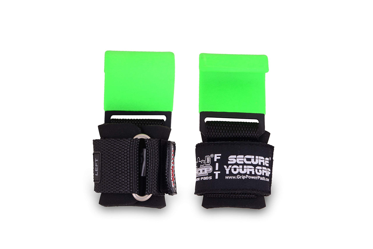Heavy Duty PRO Metal Lifting Steel Hooks Power Weightlifting Set of 2 Premium Thick Padded Workout Hook Gloves (Women-Wrist Size Small/Medium, Lime)
