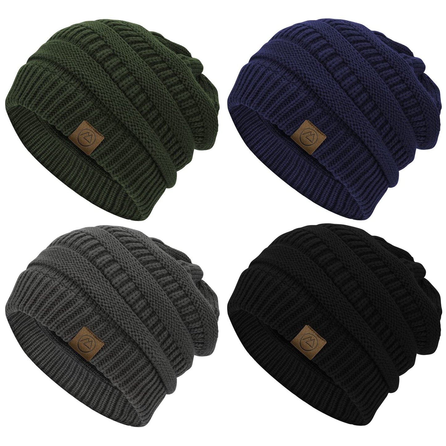 American Trends Beanies Women 4 Pack Knit Warm Thick Slouchy Beanies Hat Winter Snow Hats Caps Black Skull Hats Caps for Women 4Pack 5 One Size