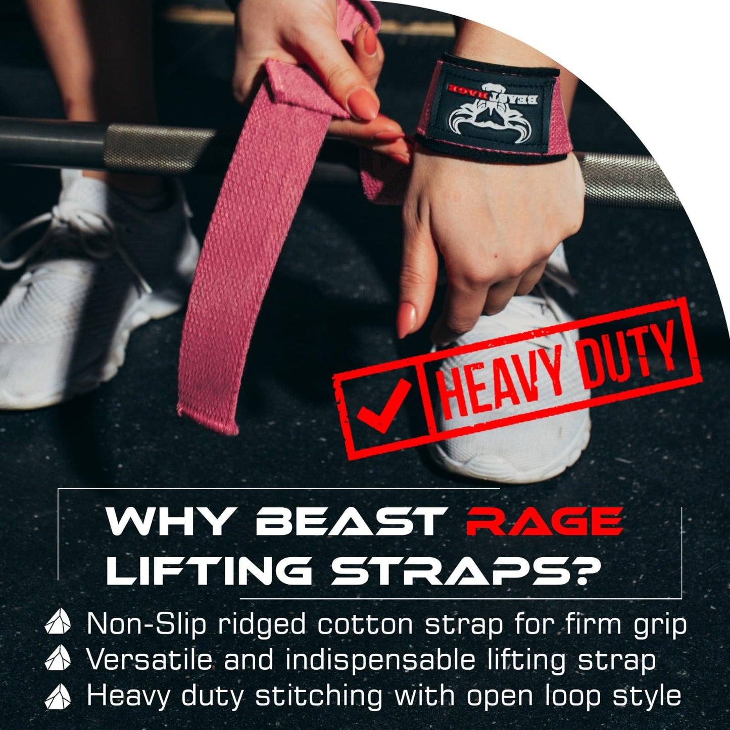 BEAST RAGE Lifting Wrist Straps for Weightlifting, Weight Lifting Straps Gym Power Workouts Lifting Straps Padded Cotton Men Women Supportive Lift Deadlift Straps Hard Pull Exercise Straps (T-Pink)