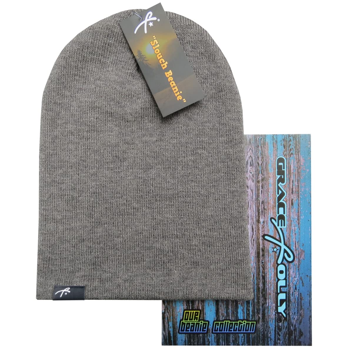Grace Folly Slouch Beanie Hat Winter Cap for Men or Women (Many Colors) (Light Grey)