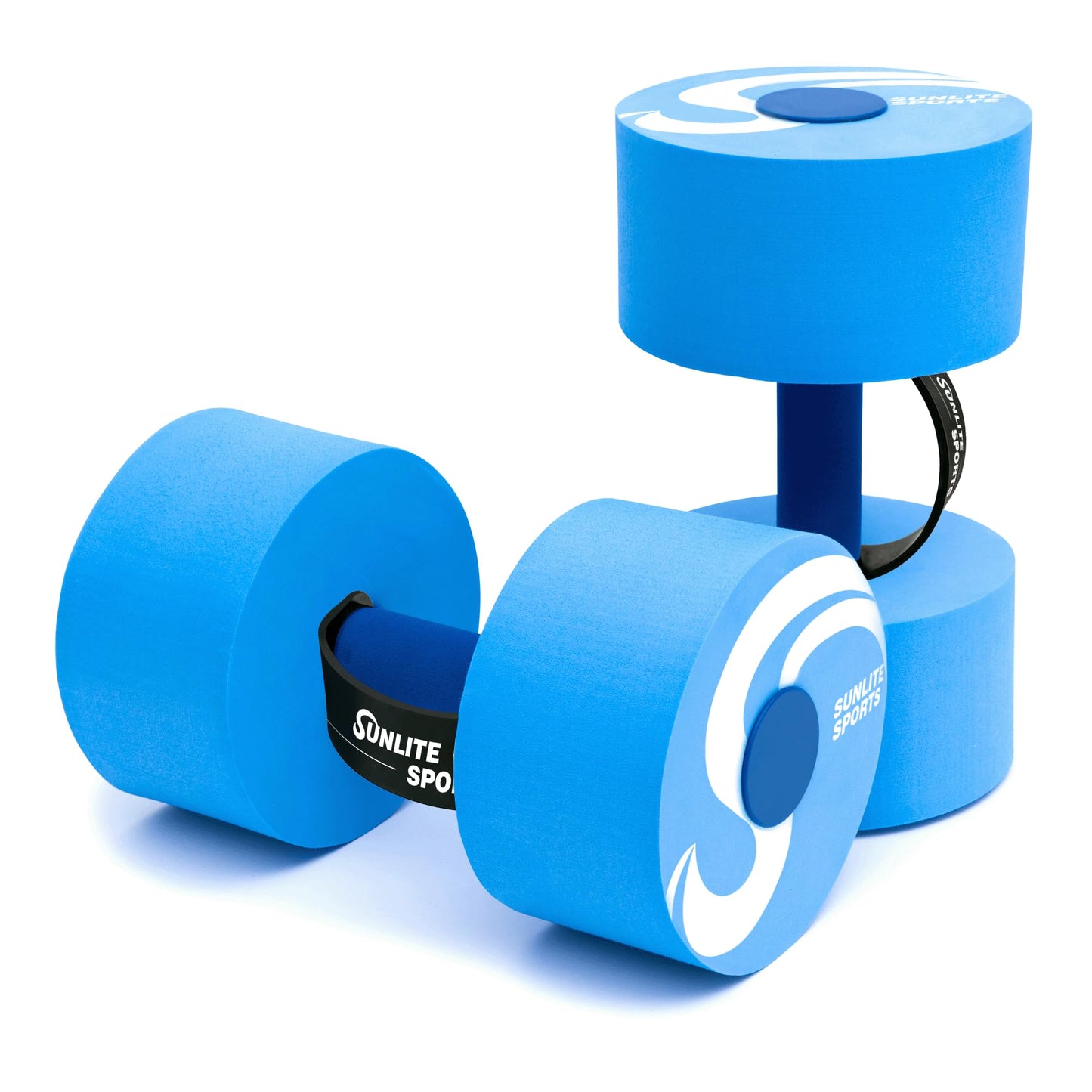 Sunlite Sports Water Weights Pool Exercise Dumbbells, Water Aerobic Equipment, High-Density EVA-Foam Dumbbell with Handle Strip, Aqua Therapy, Pool Fitness, Water Exercise, Set of 2