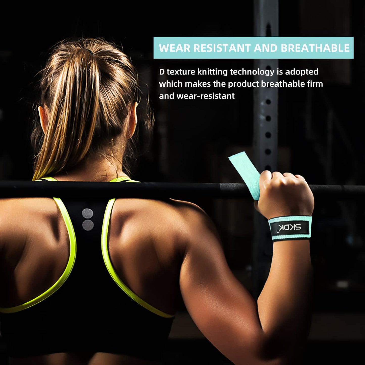 SKDK Cotton Hard Pull Wrist Lifting Straps Grips Band-Deadlift Straps with Neoprene Cushioned Wrist Padded and Anti-Skid Silicone - for Weightlifting, Bodybuilding, Xfit, Strength Training