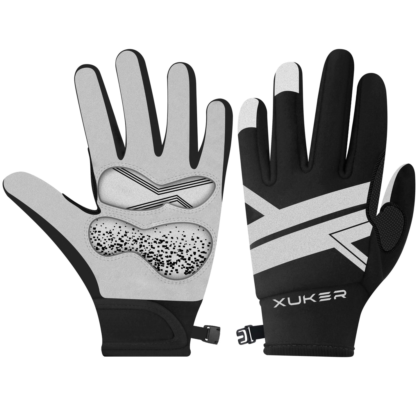 XUKER Cycling Bike Gloves for Men, 2mm Neoprene Winter Full Finger Gel Pad Touchscreen Thermal Mountain Biking Gloves for BMX ATV MTB Riding, Road Racing, Bicycle, Climbing, Boating