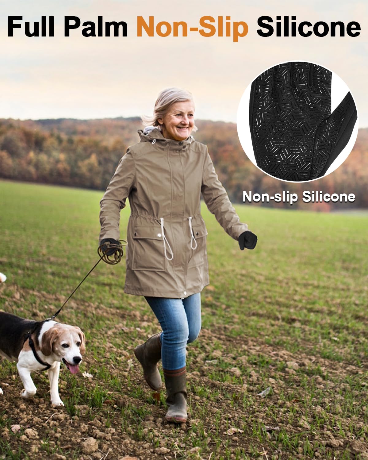 RIGWARL Upgraded Wool Winter Gloves for Cold Weather, Waterproof Gloves Gifts for Men Women with Touchscreen, Late Fall and Early Winter Running Gloves for Walking The Dog Hiking Skiing Snow, M