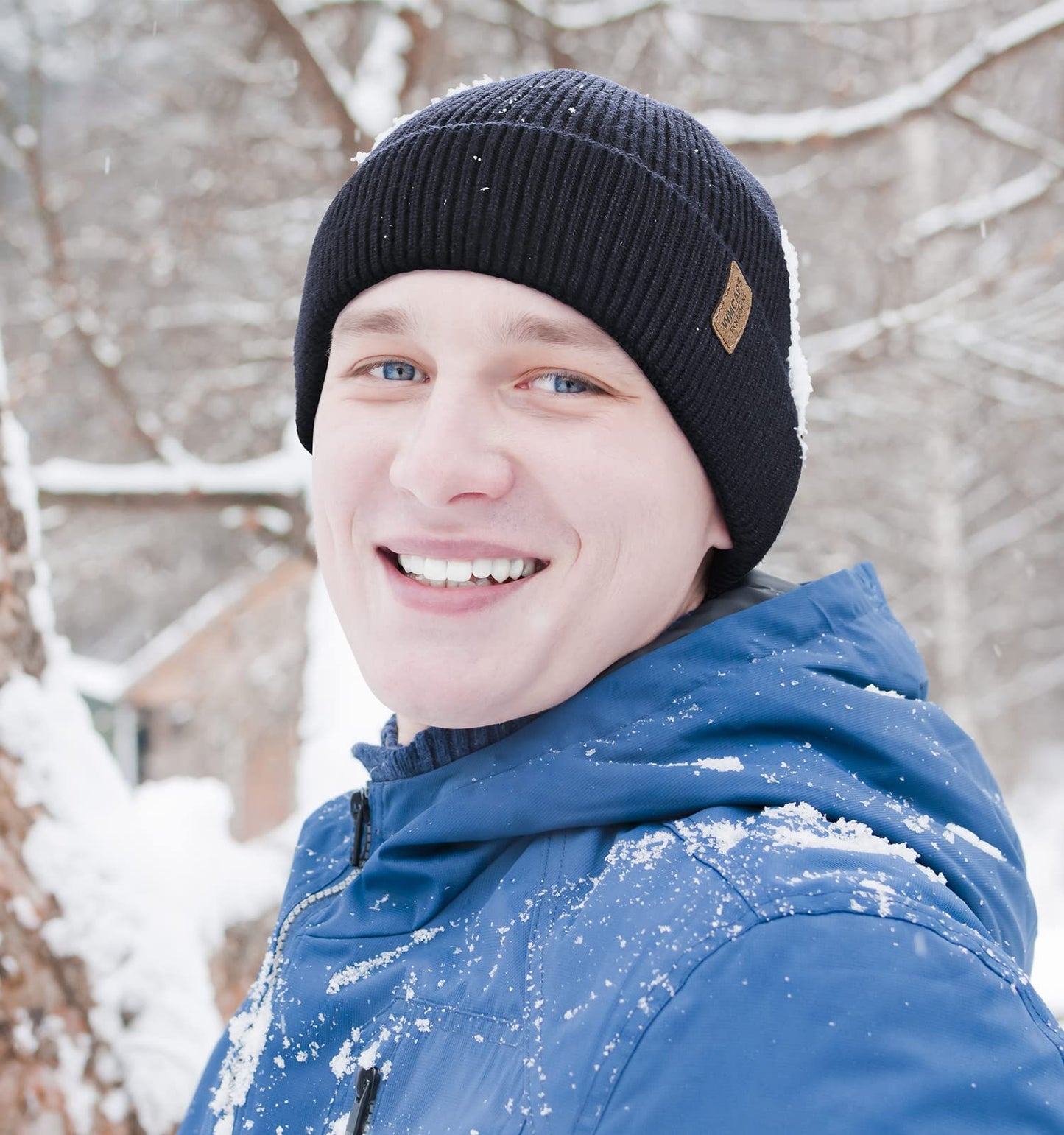 Wmcaps Winter Beanie for Men Women, Fleece Lined Beanie Soft Warm Knit Hat Ski Stocking Cuffed Cap (Navy Blue)