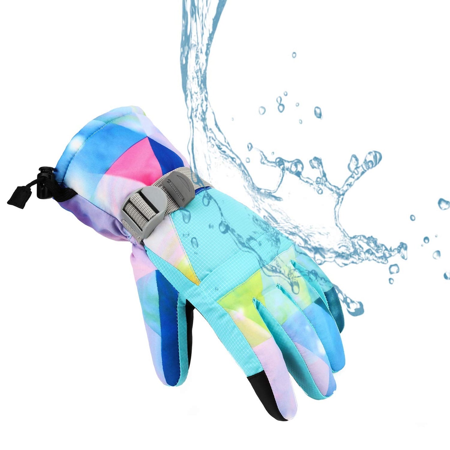 Yidomto Ski Gloves, Waterproof Touchscreen Snow Gloves, Warm Winter Gloves for Cold Weather, Thermal Snowboarding Gloves - for Men Women Kids Boys and Girls (Light Blue-M)