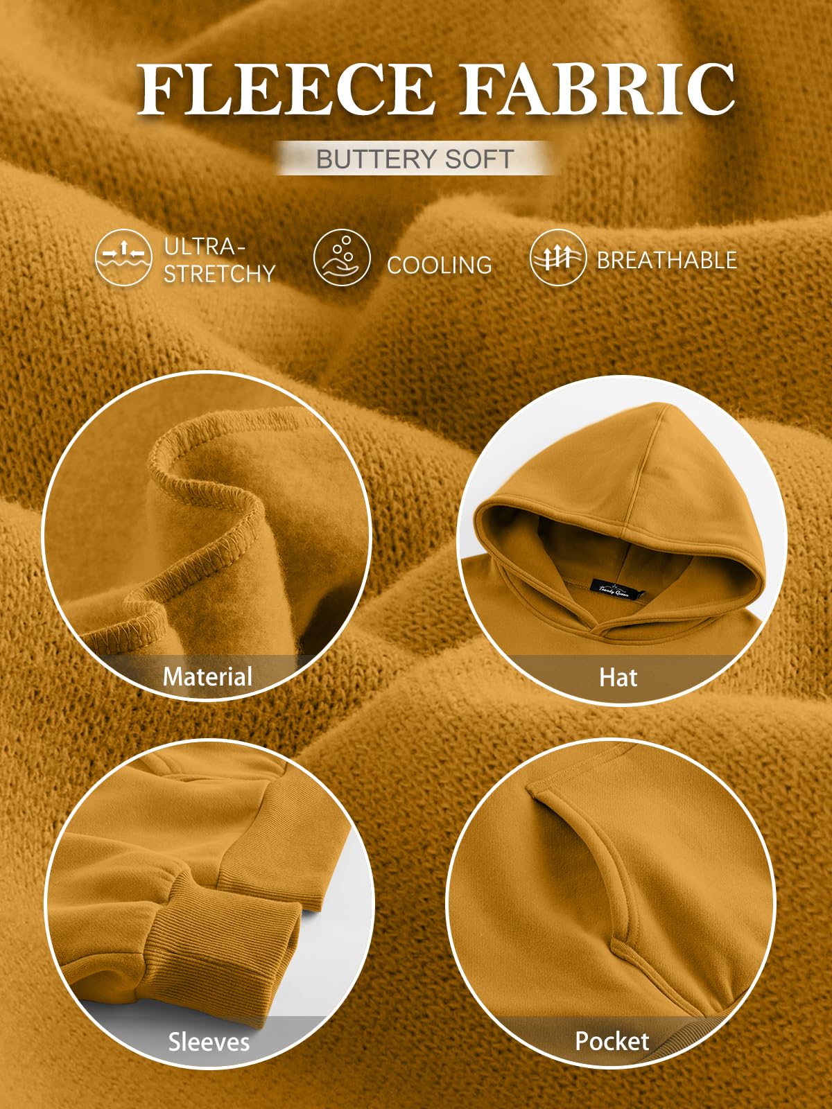 Trendy Queen Womens Oversized Hoodies Fleece Sweatshirts Long Sleeve Sweaters Pullover Fall Outfits Winter Clothes Ginger L