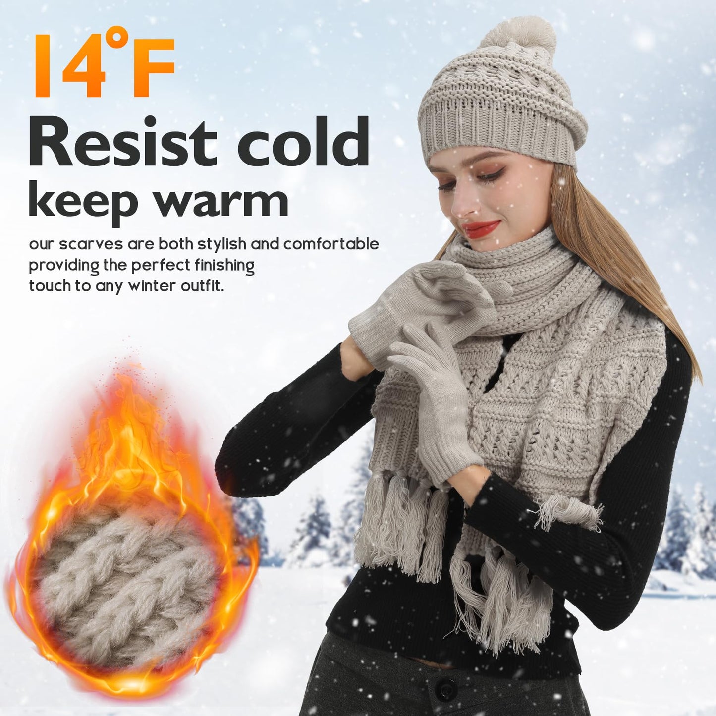 Womens Winter Scarf, Glove, Hat and Beanie Sets - Soft Knit Accessory Gift Sets for Women