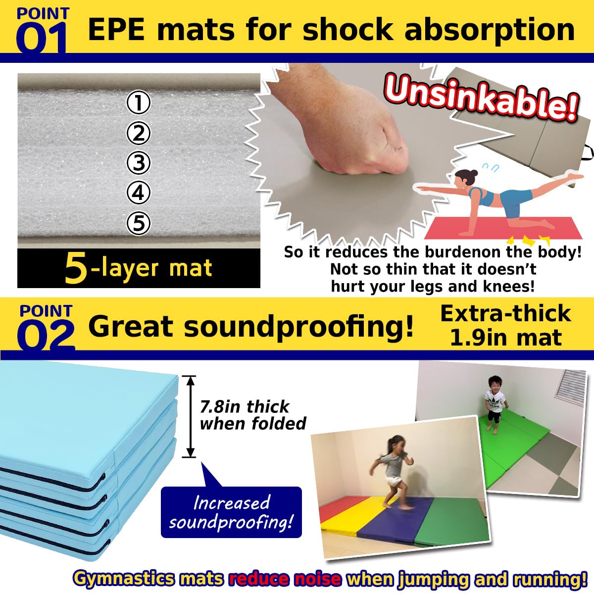 KaRaDaStyle Gymnastics Mat 4-Folding Stretch Mats 71"x31"x2" Exercise Muscle Training Children Play Horizontal Bar Mat Yoga Sports Soundproof Home Use (Brown/4-fold)
