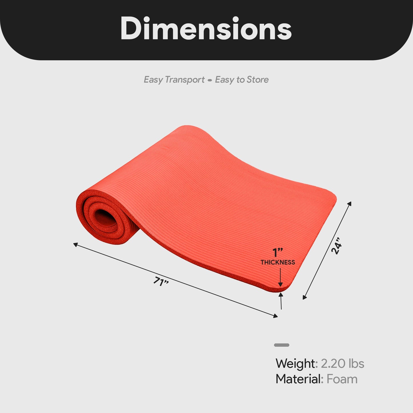 BalanceFrom All-Purpose 1-Inch Extra Thick High Density Anti-Tear Exercise Yoga Mat with Carrying Strap (Red)