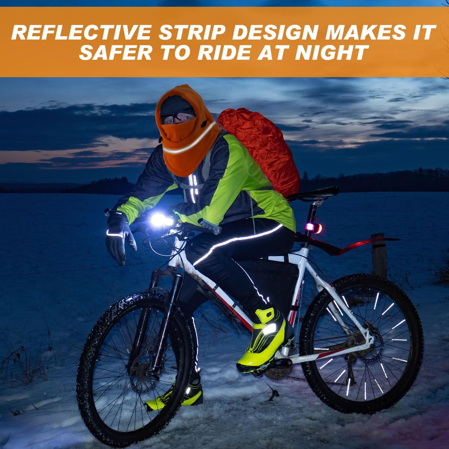 Suhine 6 Pcs Thermal Reflective Fleece Balaclava Mask Adjustable Full Face Mask Winter Face Mask for Men Women Cold Weather (Fluorescent Orange Color)