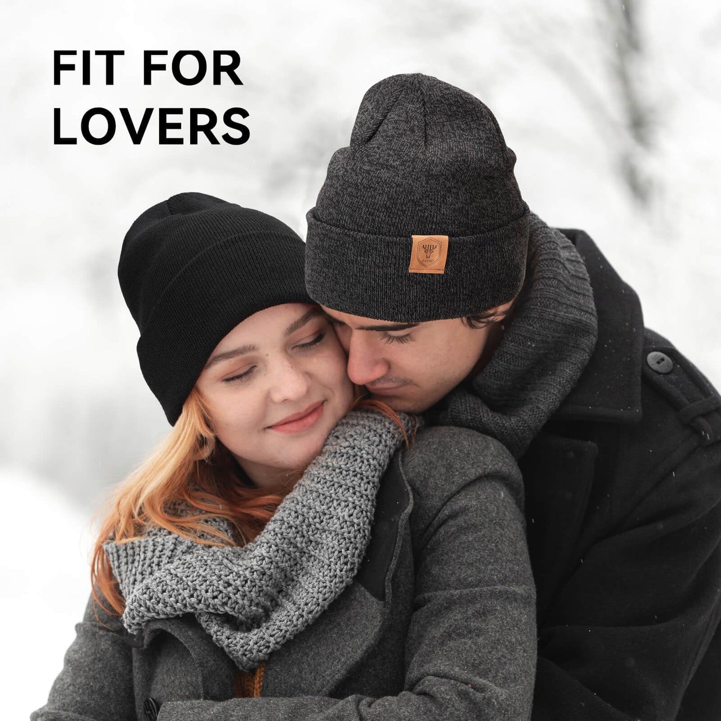 OZERO Winter Beanies for Men Women: 2-Pack Classic Cuffed Thermal Hats, Soft Warm Caps, Fashion Skull Cap for Cold Weather Gray