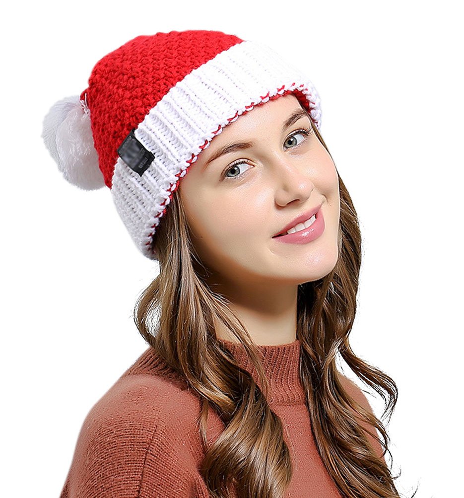 HINDAWI Santa Hats for Adults Christmas Hat Beanie Winter Women Men Knitted Ski Knit Caps