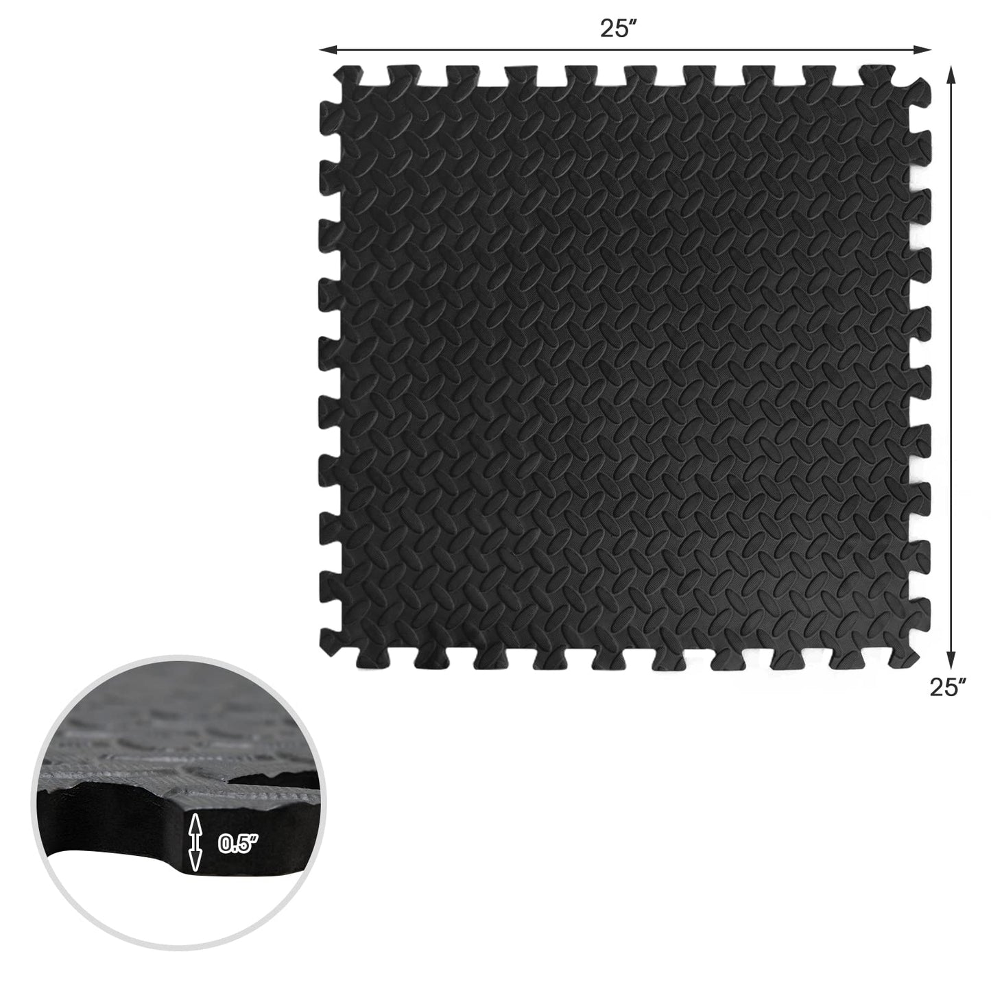 Tangkula 36 Tiles Exercise Flooring Mats with Border, Non-Slip EVA Foam Protective Mats, Elastic Puzzle Play Mats, 1/2" Interlocking Floor Mats for Home Gym, Fitness Room, Workshop Equipment(Black)