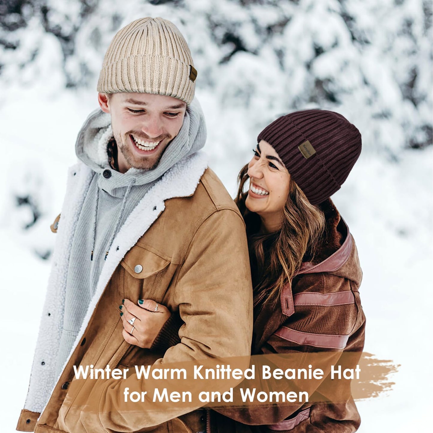 Behufun Beanies Hats Men 3 Pack, Unisex Beanie for Men Women, Warm Soft Polar Fleece Lining Thick Knit Cuff Winter Hat