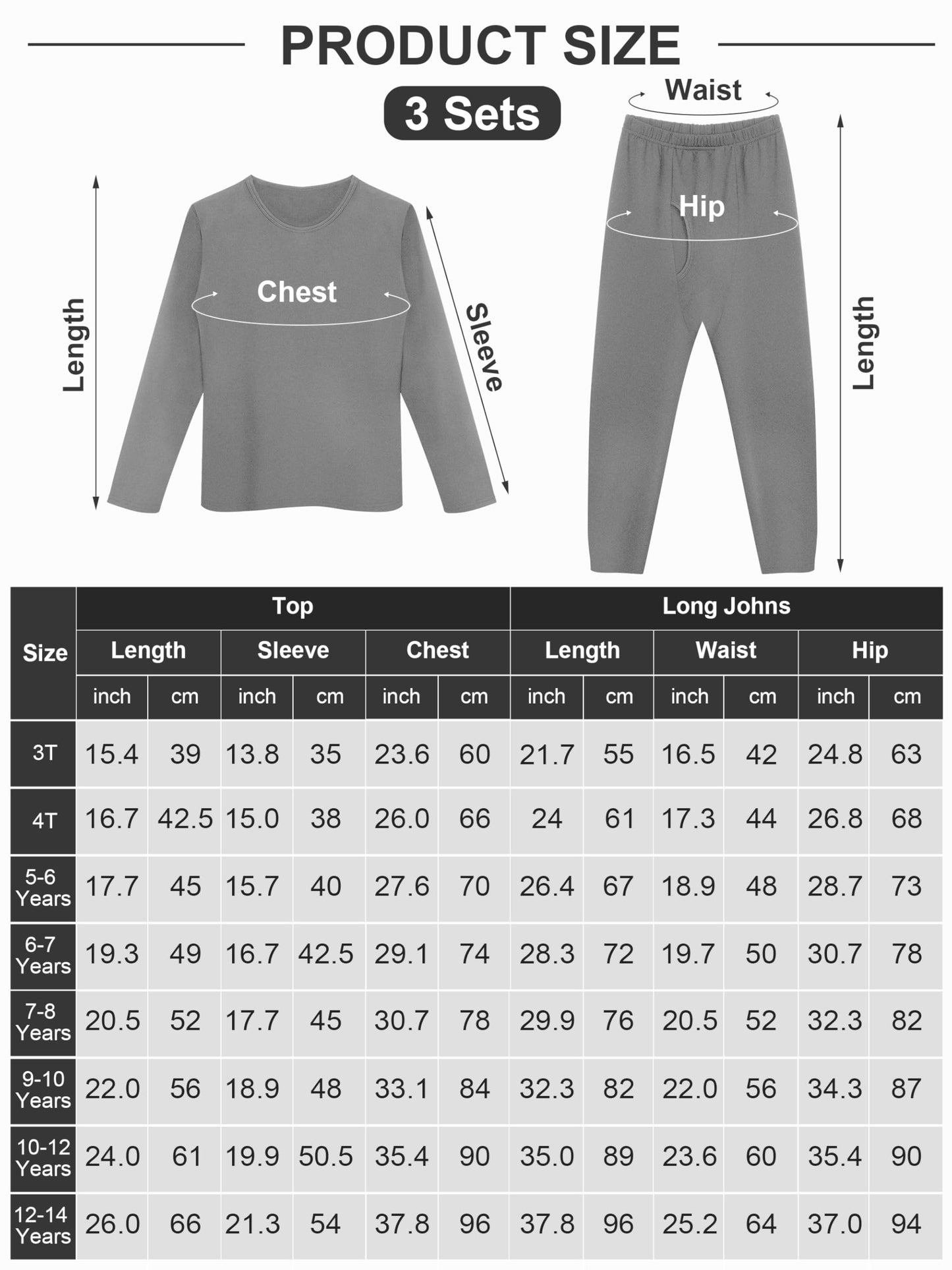 Resinta Boys Thermal Underwear Set Toddler Long Johns for Kids Boys Fleece Lined Base Layers for Skiing & Winter Activities Grey