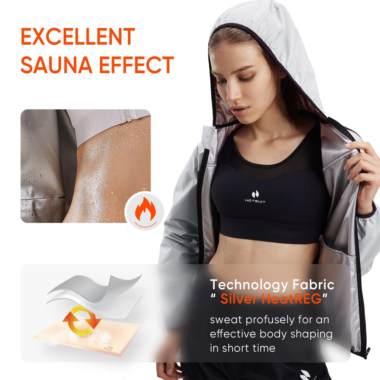 HOTSUIT Sauna Suit for Women Sweat Suits Gym Workout Exercise Sauna Jacket Pant Full Body, S