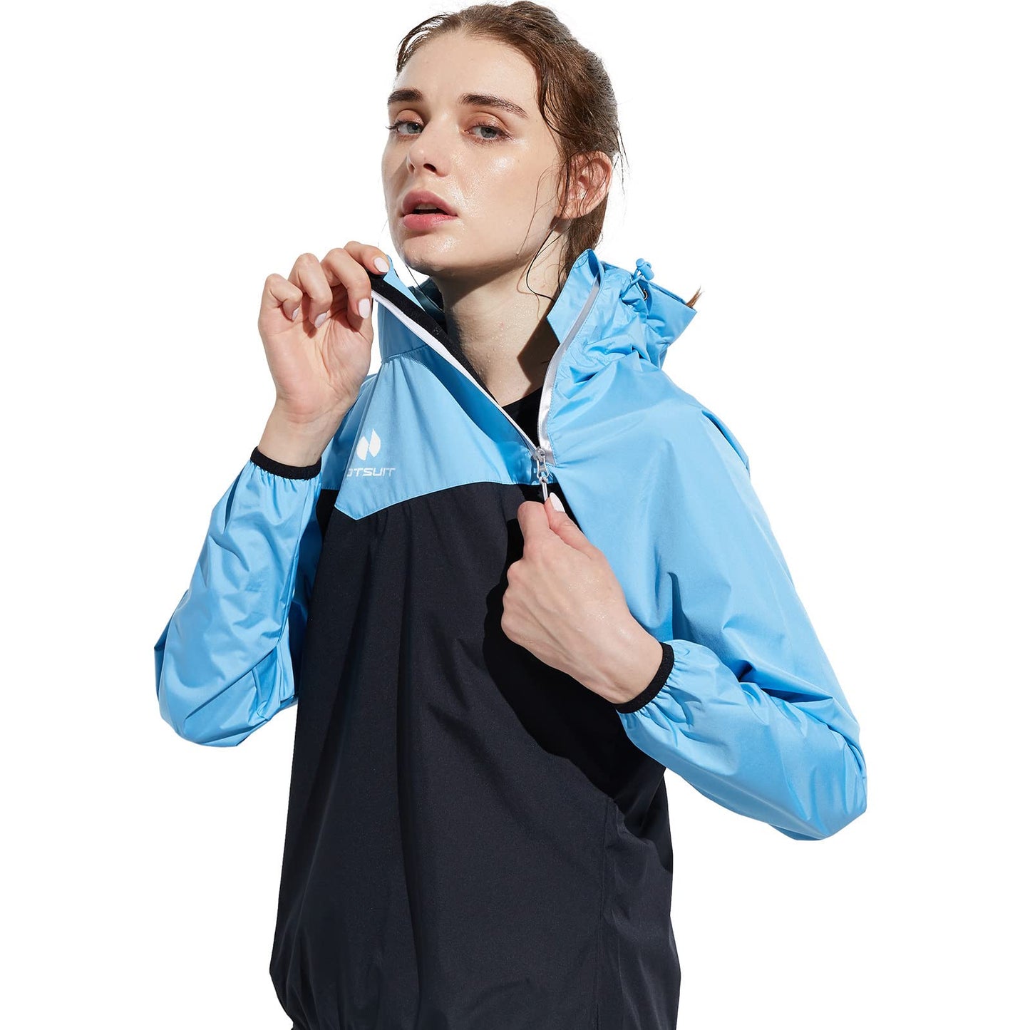 HOTSUIT Sauna Suit Women Weight Loss Gym Exercise Sweat Suits Workout Jacket, Blue, S