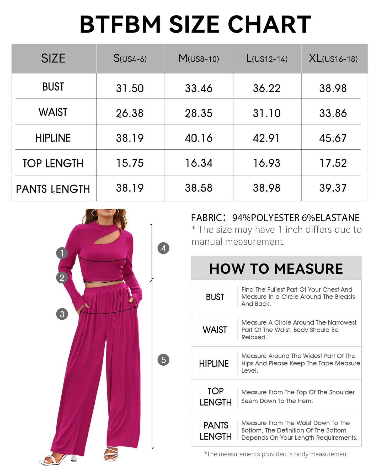 BTFBM Women's 2 Piece Tracksuit Outfits Cutout Long Sleeve Crop Top Wide Leg Pant Ribbed Knit Sweatsuits Yoga Lounge Set(Solid Rose Red, Medium)