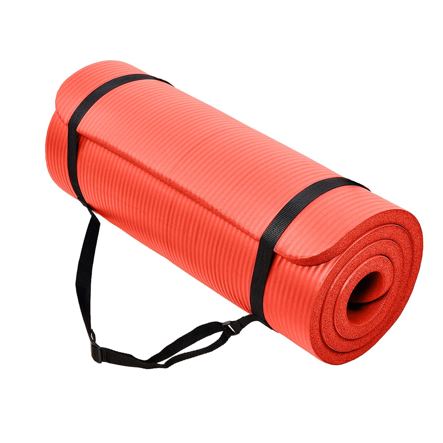 BalanceFrom All-Purpose 1-Inch Extra Thick High Density Anti-Tear Exercise Yoga Mat with Carrying Strap (Red)