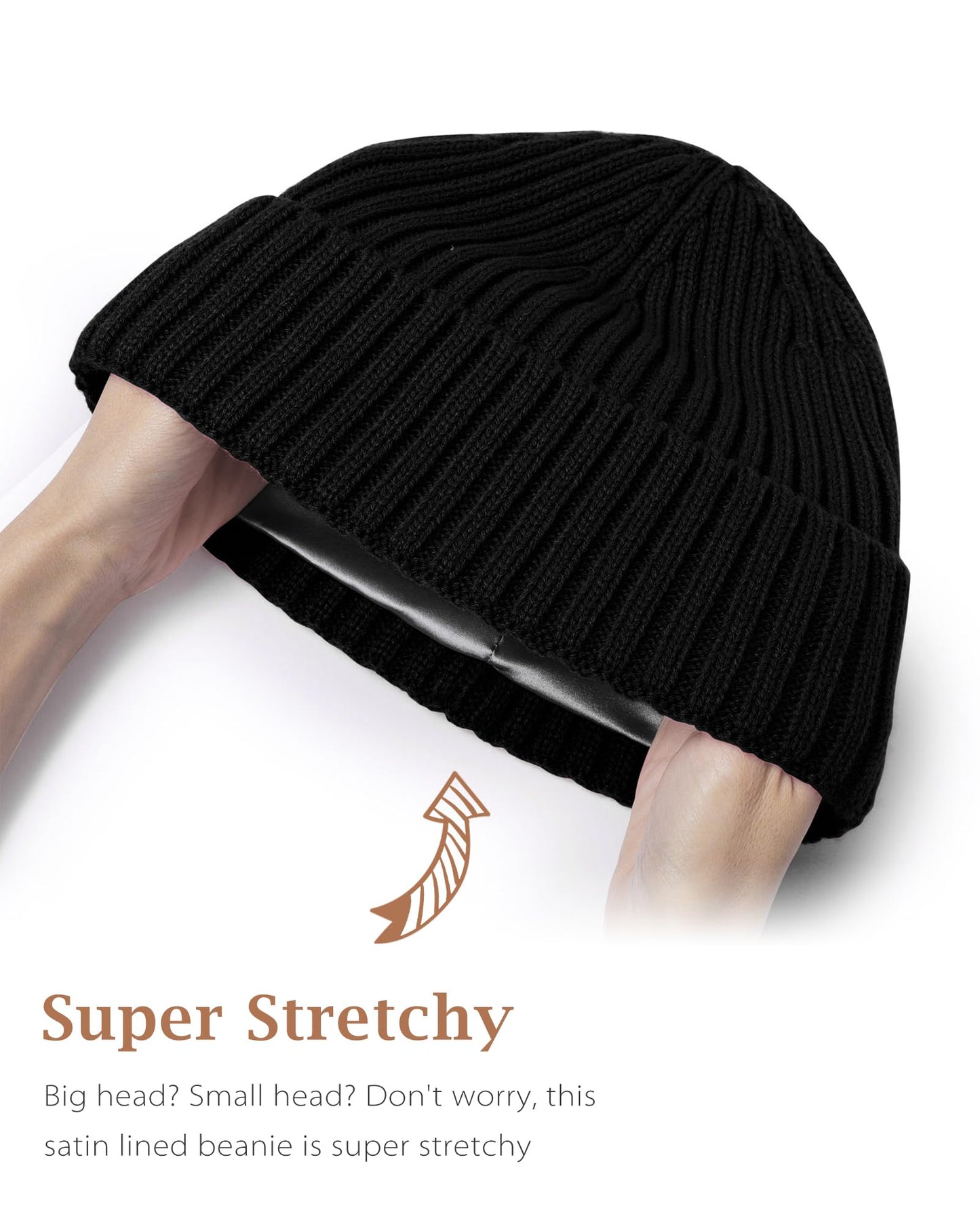 LiuSuper Satin Lined Beanie for Women Men, Winter Hats for Women, Slouchy Silk Lined Beanie, Warm Unisex Cuffed Beanie Rose