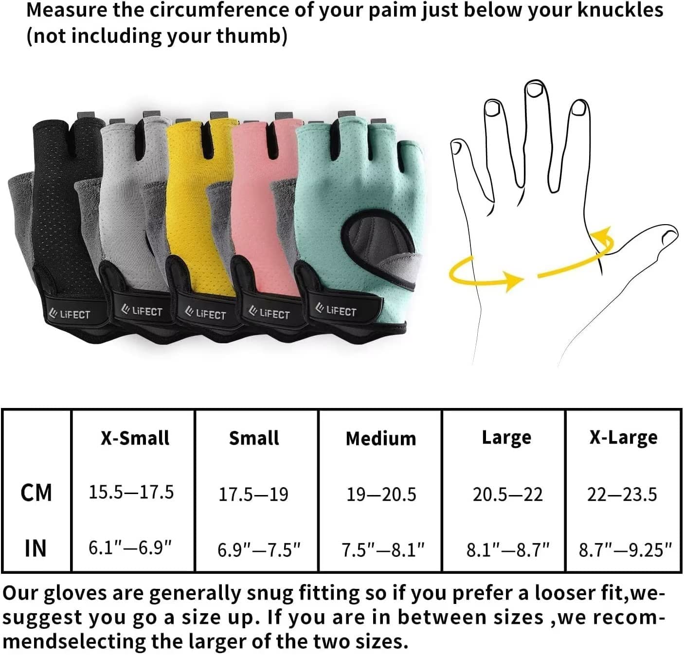 LIFECT Freedom Workout Gloves, Knuckle Weight Lifting Shorty Fingerless Gloves with Curved Open Back, for Powerlifting, Gym, Women and Men (Grey, X-Small)
