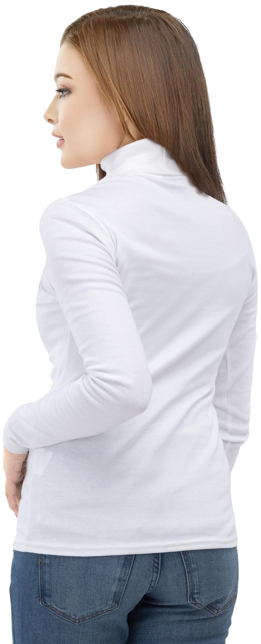 NY Threads Women's Turtleneck Long Sleeve Shirt Slim Fit Thermal Base Layer Tops 1 Pack, Large, White