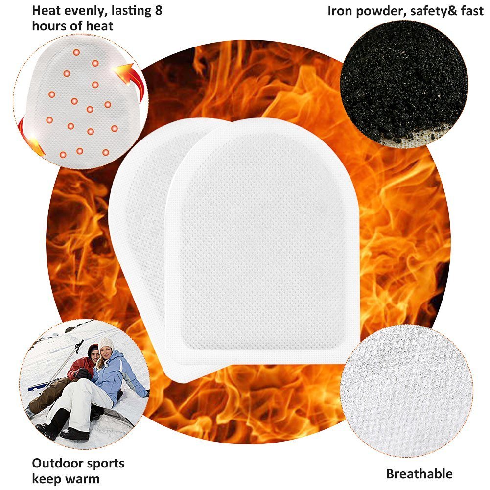WORLD-BIO Toe Warmers Adhesive - Long Lasting Safe Natural Odorless Air Activated Warmers Up to 8 Hours of Heat - Disposable Toe Warmers Hot Hands Feet 20 Pairs - Mini Patch Keep Warm in Chill Winter