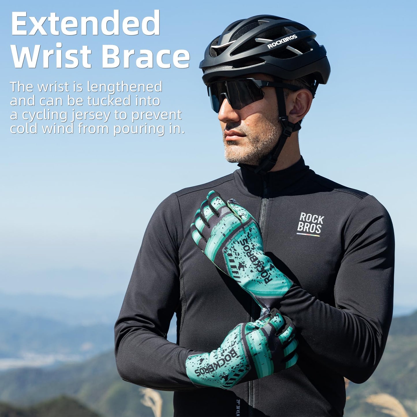 ROCKBROS Winter Cycling Gloves for Men Thermal Bike Gloves Windproof Anti-Slip Full Finger Mountain Bike Gloves