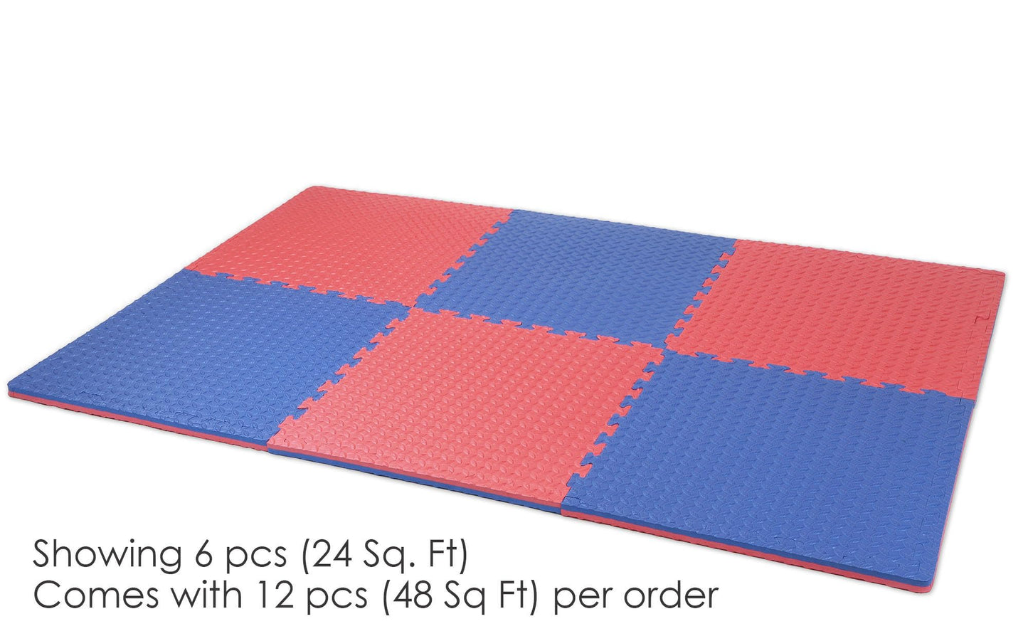 Xspec 1" Extra Thick 48 sq ft Reversible EVA Gym Foam Floor Mat Tiles (24" x 24"), Steel Pattern, 12 pcs, Blue & Red