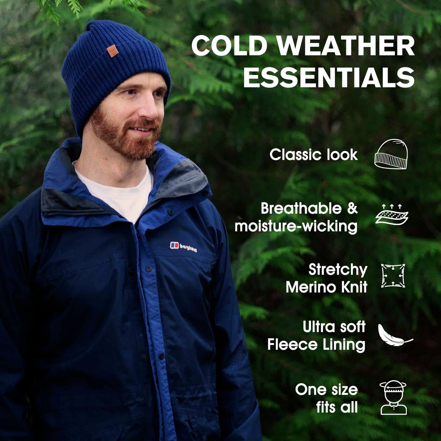 TOP-EX Mens 100% Merino Wool Beanie with Fleece Lining Cold Weather Winter Hat Warm Knit Skull Stocking Fisherman Watch Cap Big Head Oversize Grey X-Large XX-Large XL XXL