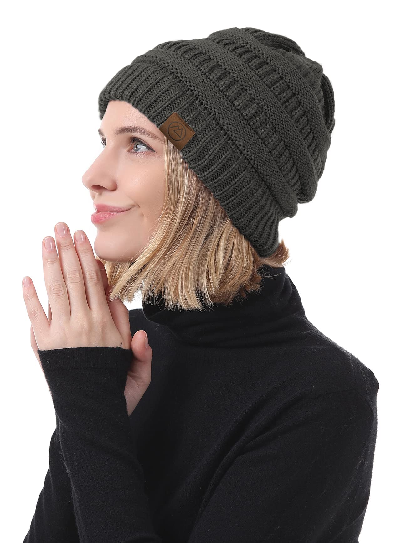 American Trends Beanies Women 4 Pack Knit Warm Thick Slouchy Beanies Hat Winter Snow Hats Caps Black Skull Hats Caps for Women 4Pack 5 One Size